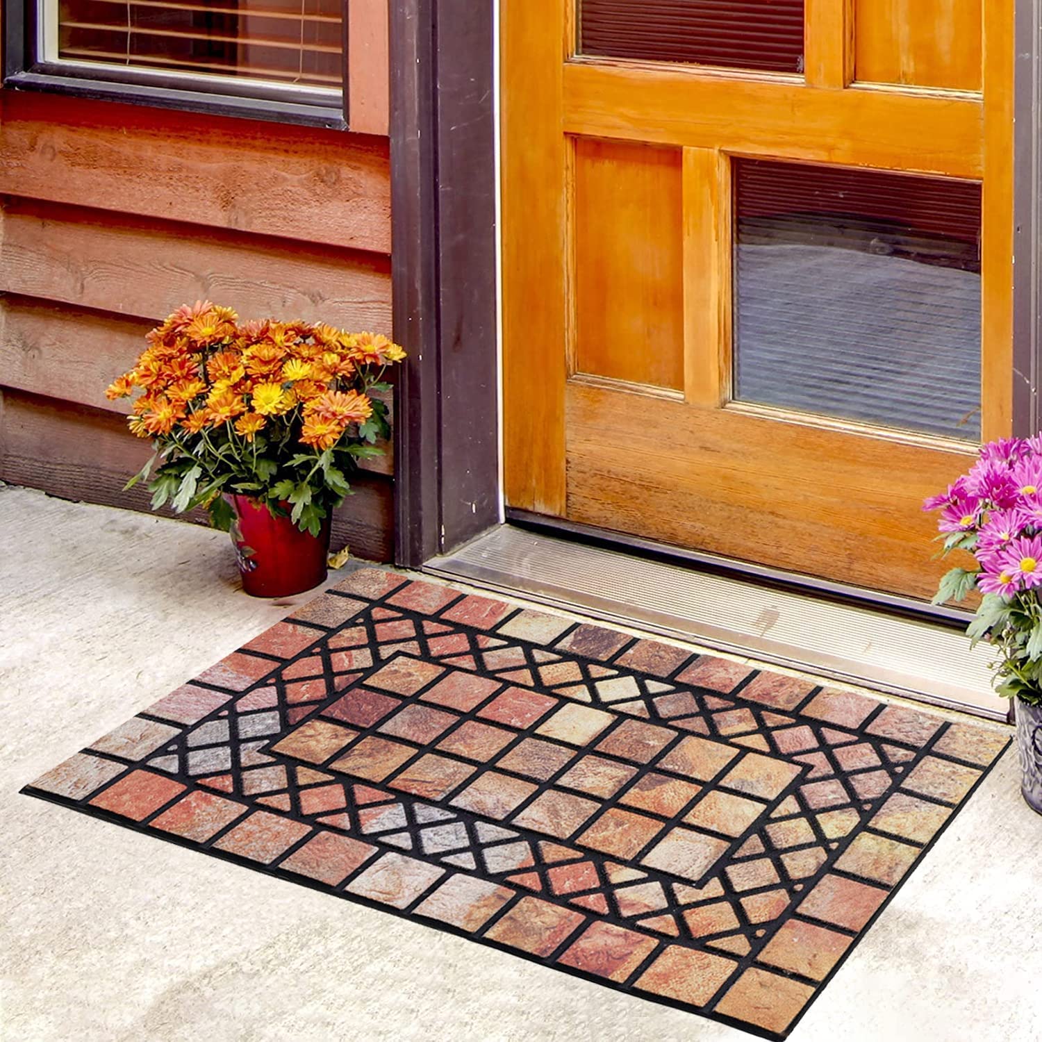 Chichic Welcome Door Mat heavy-duty non-slip backing grips outdoor floors securely.