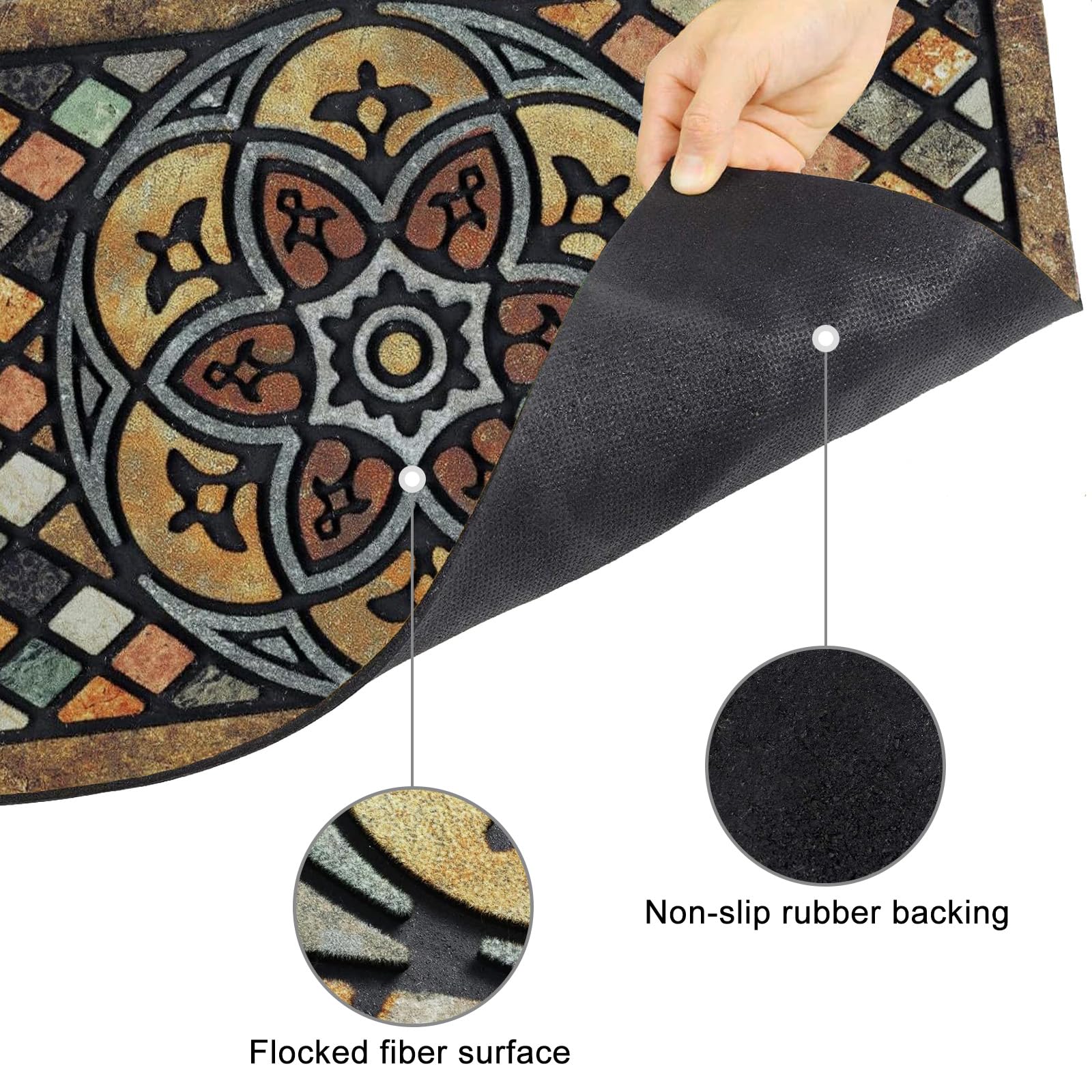 CHICHIC Welcome Door Mat features low-profile edges for easy door clearance.