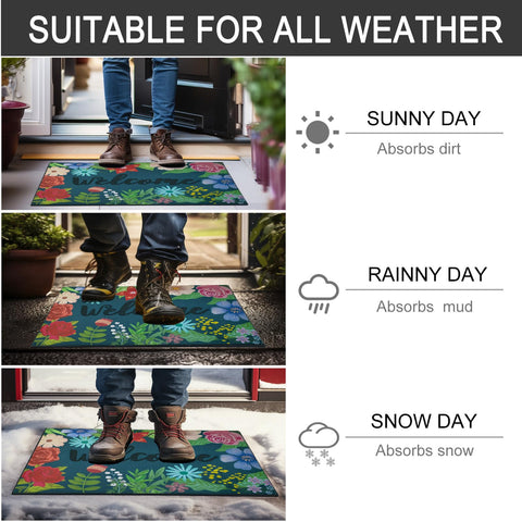CHICHIC non-slip backing secures the mat on various outdoor surfaces