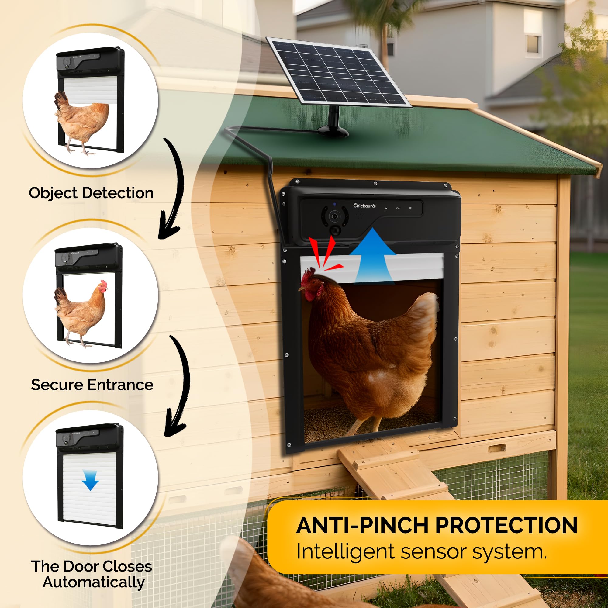 Chickaura two-way intercom for coop communication and deterrence