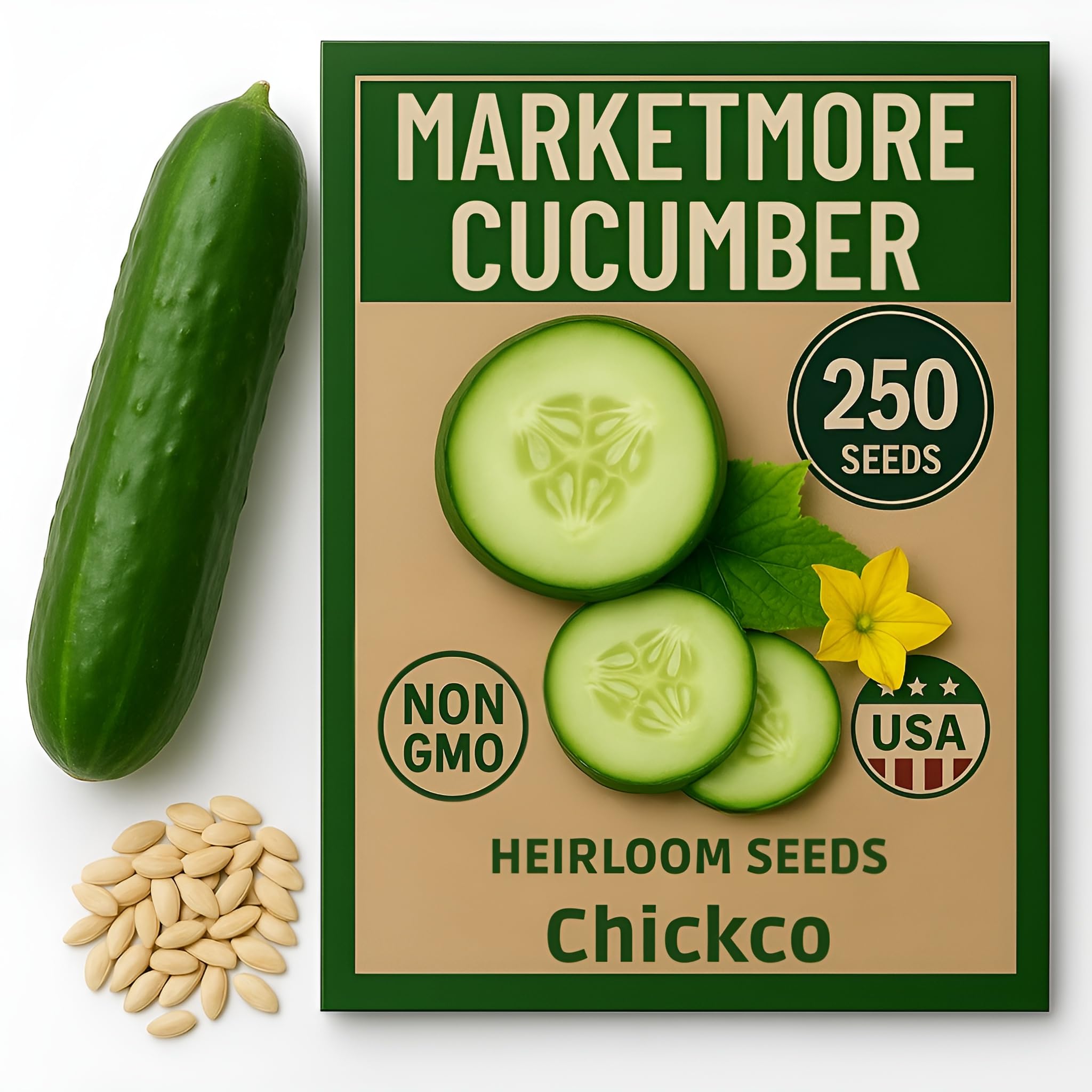 Chickco Marketmore seed packet front for easy home gardening with heirloom seeds.