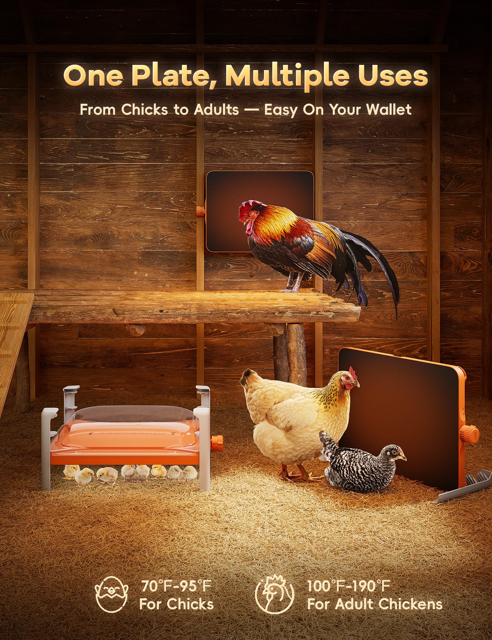 Chickcozy heat plate height adjustment enables flexible placement for optimal warmth