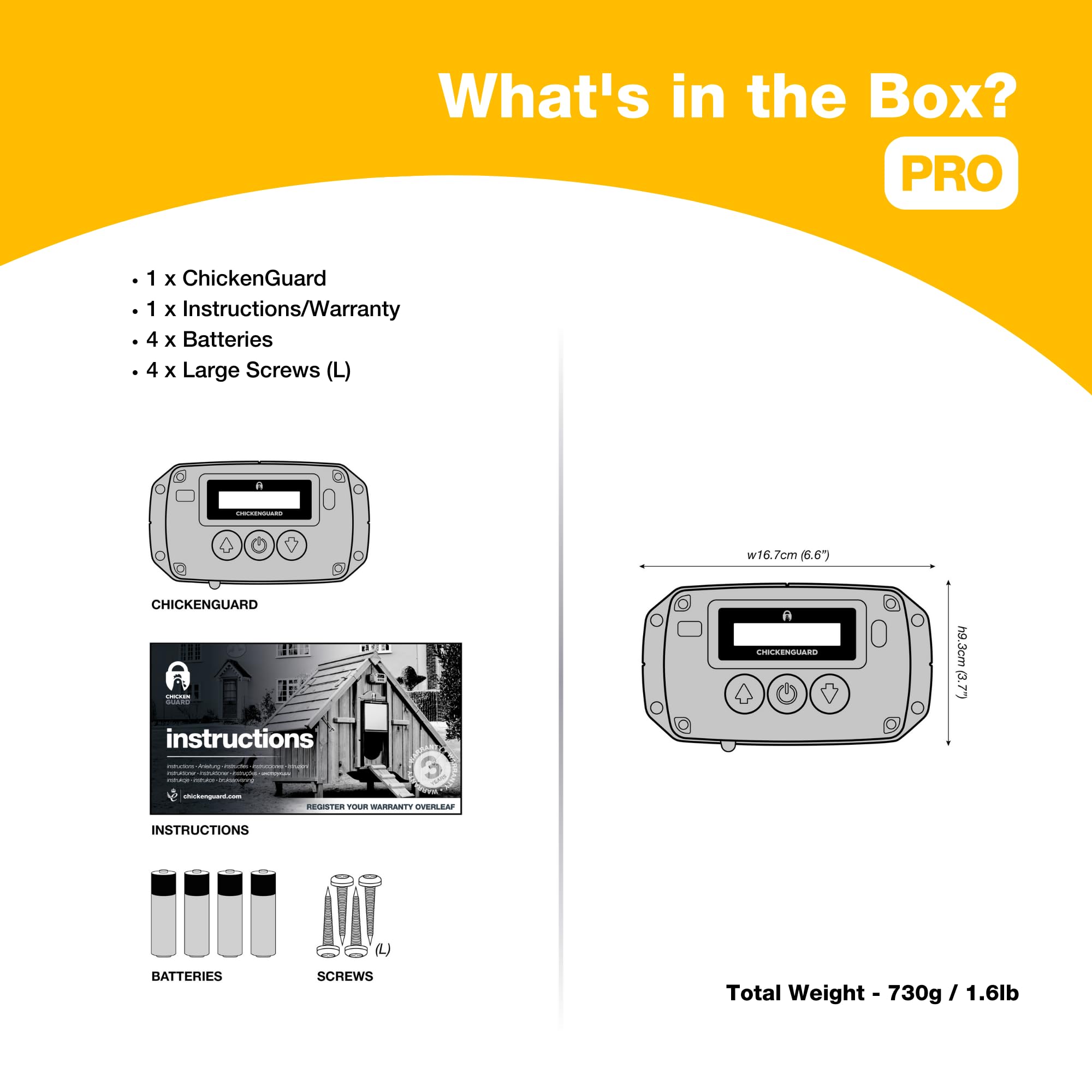 ChickenGuard LCD setup wizard simplifies configuring timer and sensor modes.