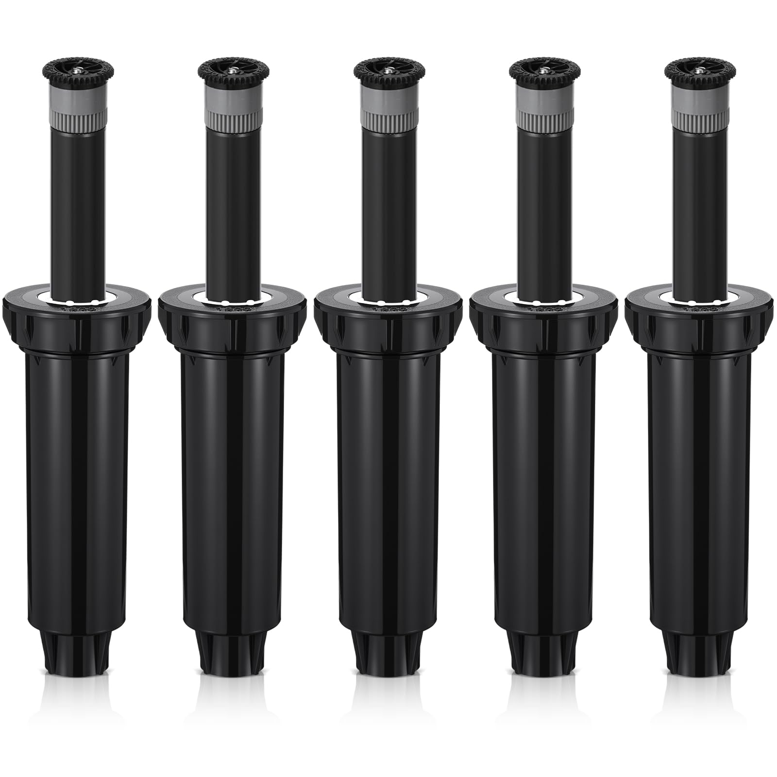 Chicmount 5-pack pop-up sprinkler heads with adjustable arc for precise lawn irrigation.