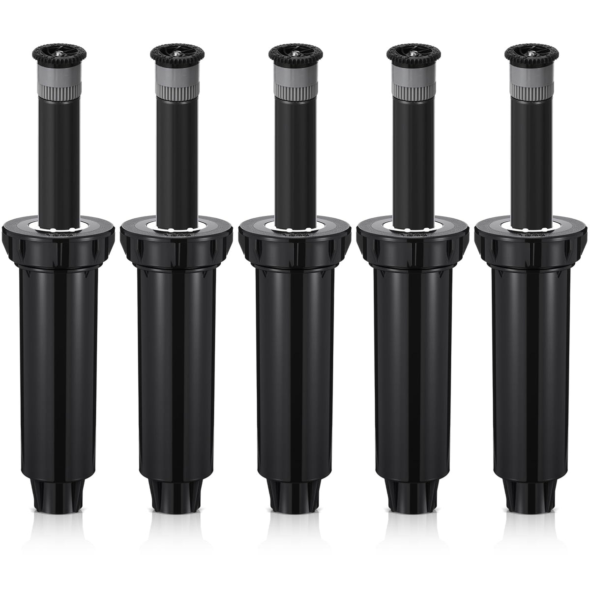 Chicmount 5-pack pop-up sprinkler heads with adjustable arc for precise lawn irrigation.