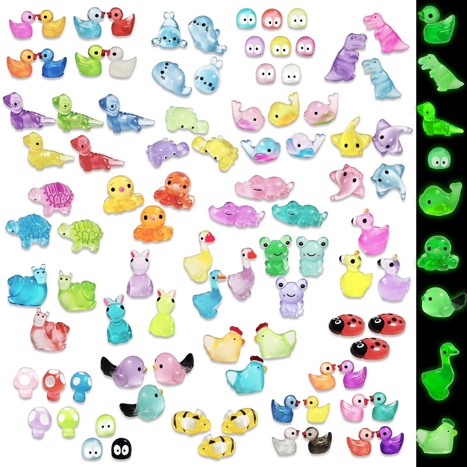 Chicooan glow ducks mini resin animals glow in the dark for fairy gardens and shelves