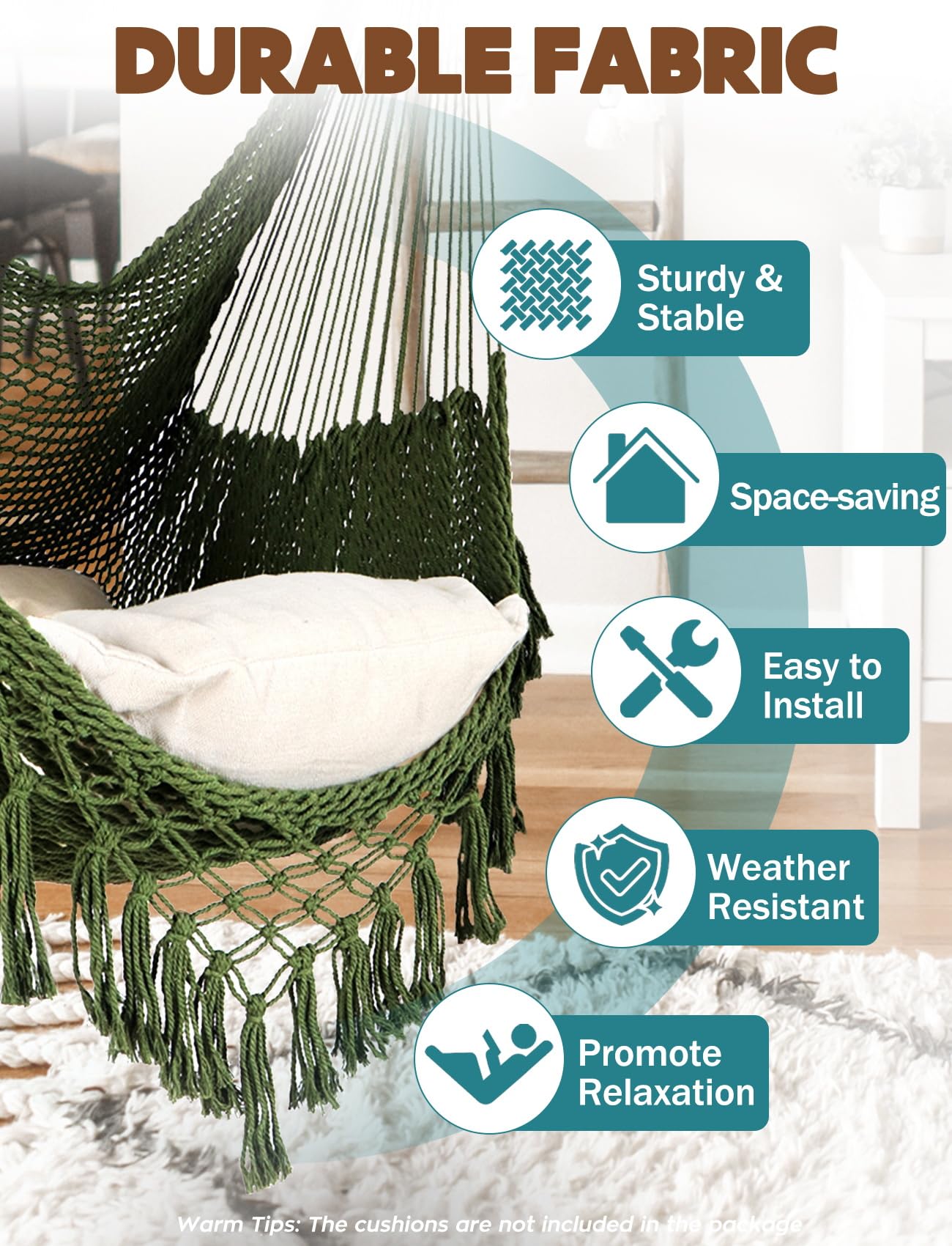 Chihee hammock chair anti slip poles for secure seating