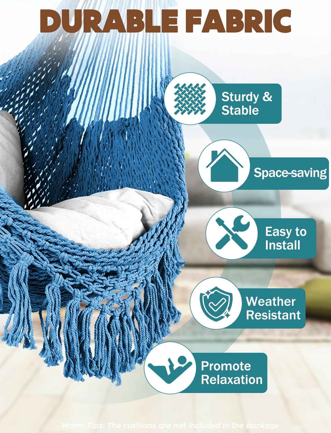 Chihee hammock chair with metal spreader bar for sturdy support.