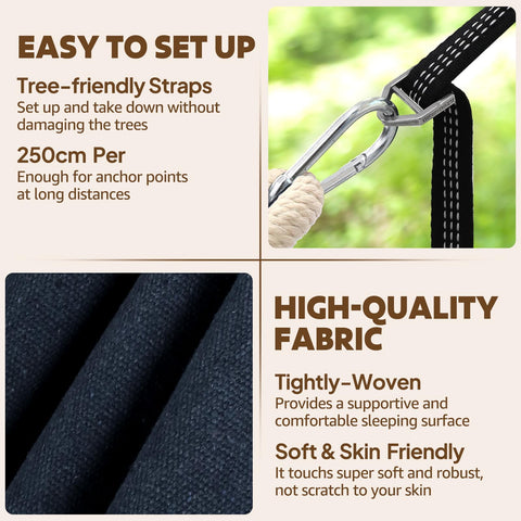 Chihee hammock supports up to 660 lbs with durable webbing for extra strength.