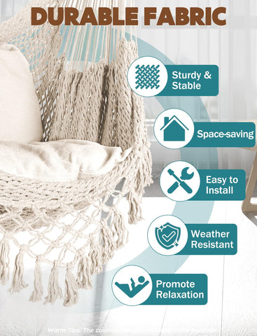 Chihee hammock chair with collapsible spreader bar for easy storage.