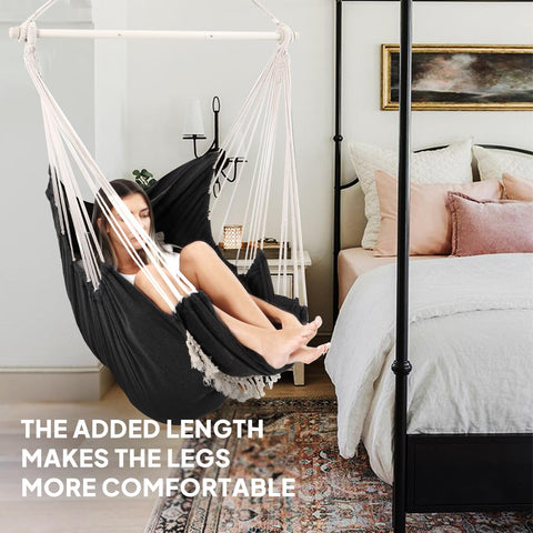 Chihee hammock chair on stand enables easy setup anywhere.