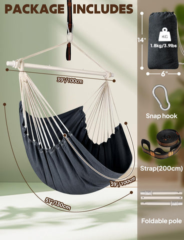 Chihee Hammock Chair strong metal stand supports up to 500 lbs safely.