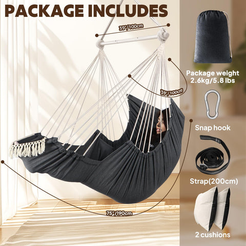 Chihee hammock chair with two cushions for extra comfort.
