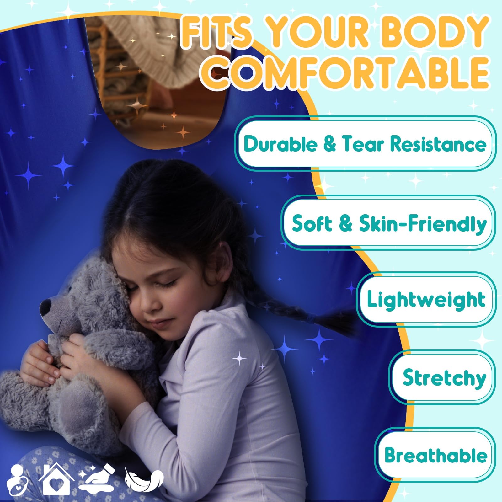 Chihee sensory swing all-weather nylon fabric for indoor and outdoor use.