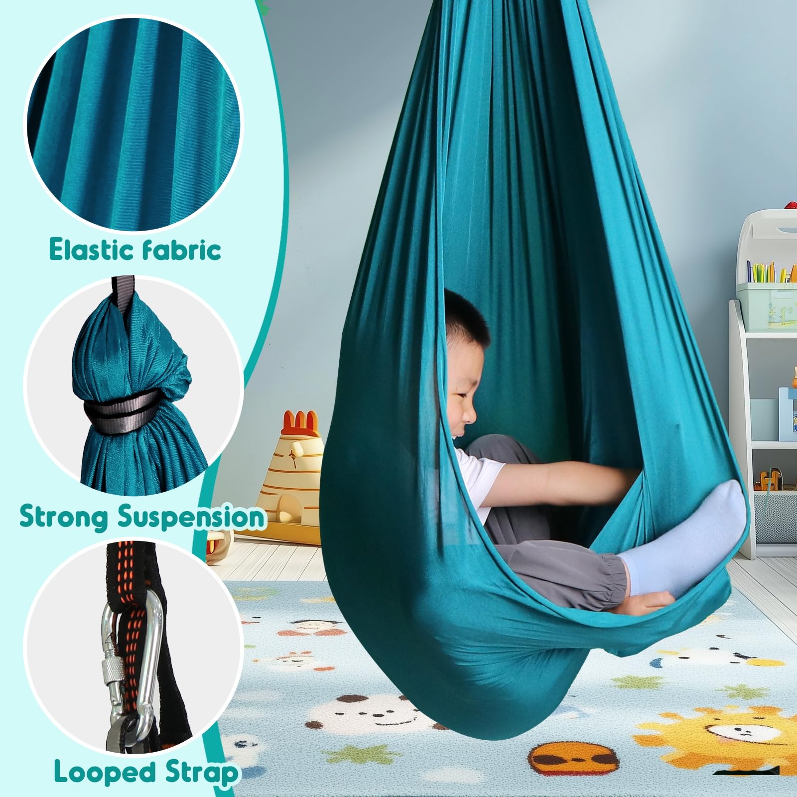 Chihee Sensory Swing reinforced loop ensures secure hanging.
