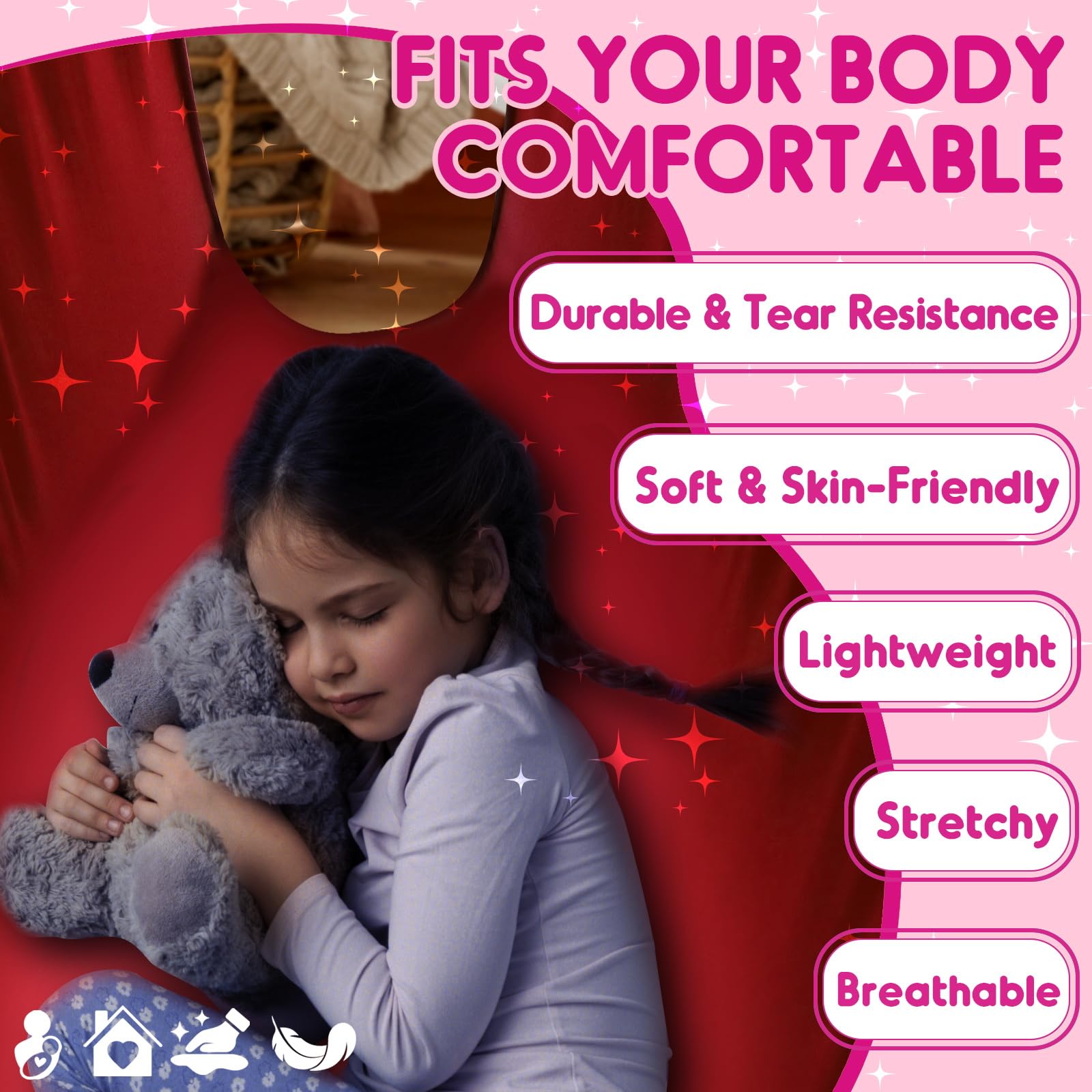 Chihee sensory swing soft nylon fabric close-up shows gentle touch for sensitive skin.