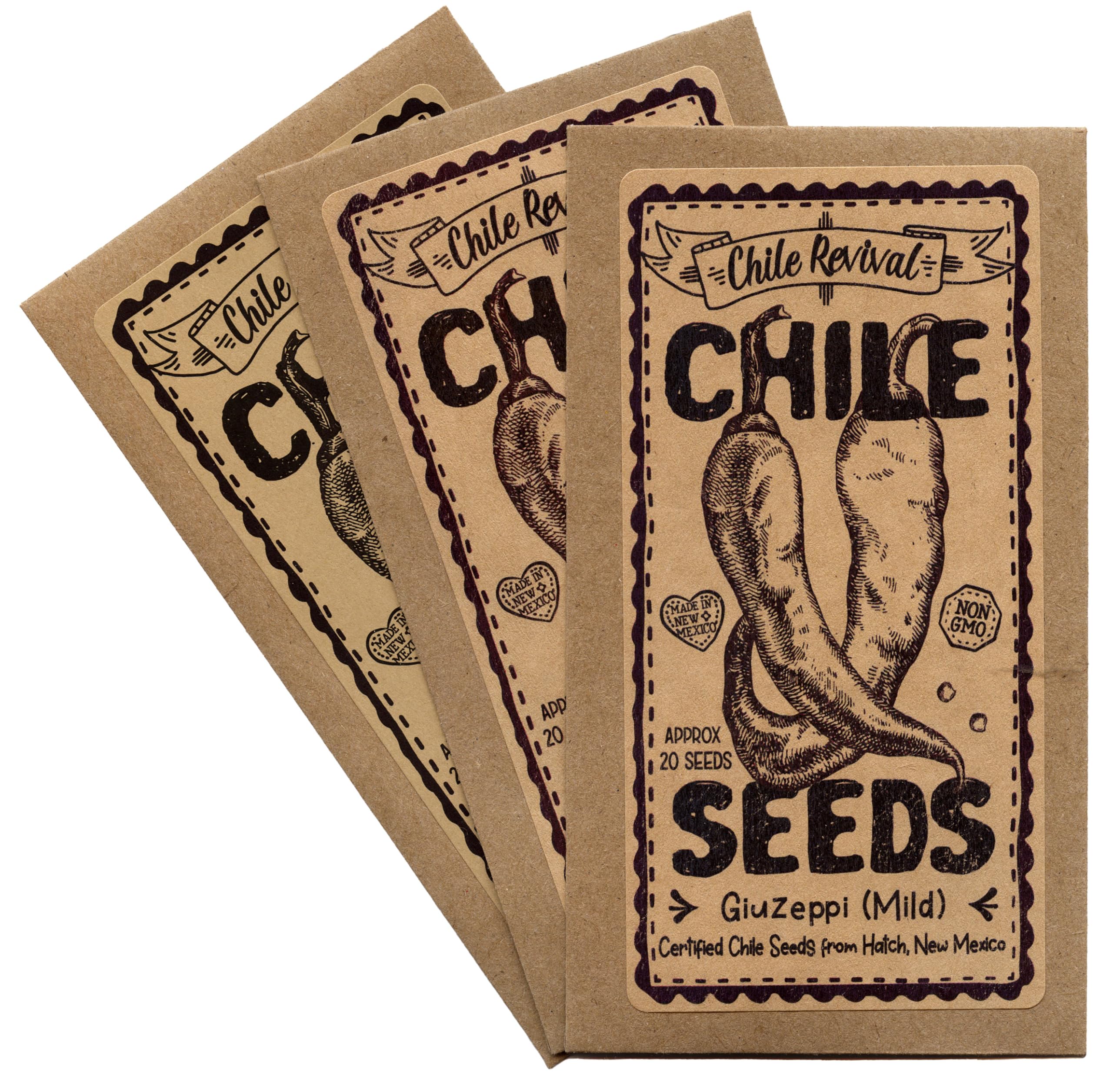 Chile Revival Giuzeppe hatch seeds pack-front for mild, flavorful roasting.