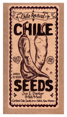 Chile Revival hatch seeds information-back detailing non-GMO and days to maturity.