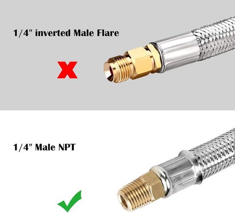 CHILIPILI 3ft stainless steel braided hose with hand wheel enables easy tightening.