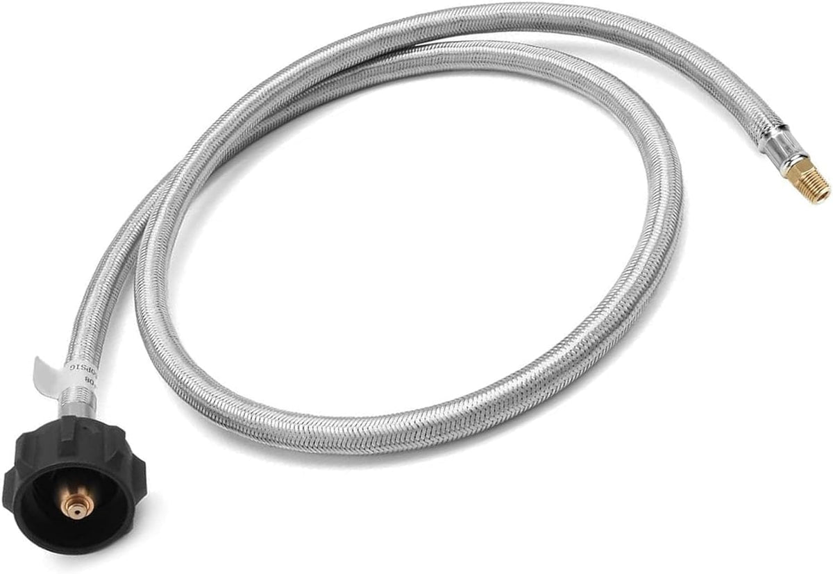 CHILIPILI stainless steel braided propane hose 3ft for RVs, durable and heat resistant.