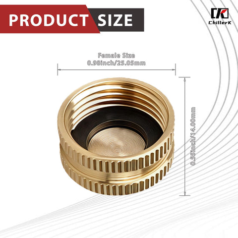 Chillerk brass end cap with washers fits 3/4-inch female threads