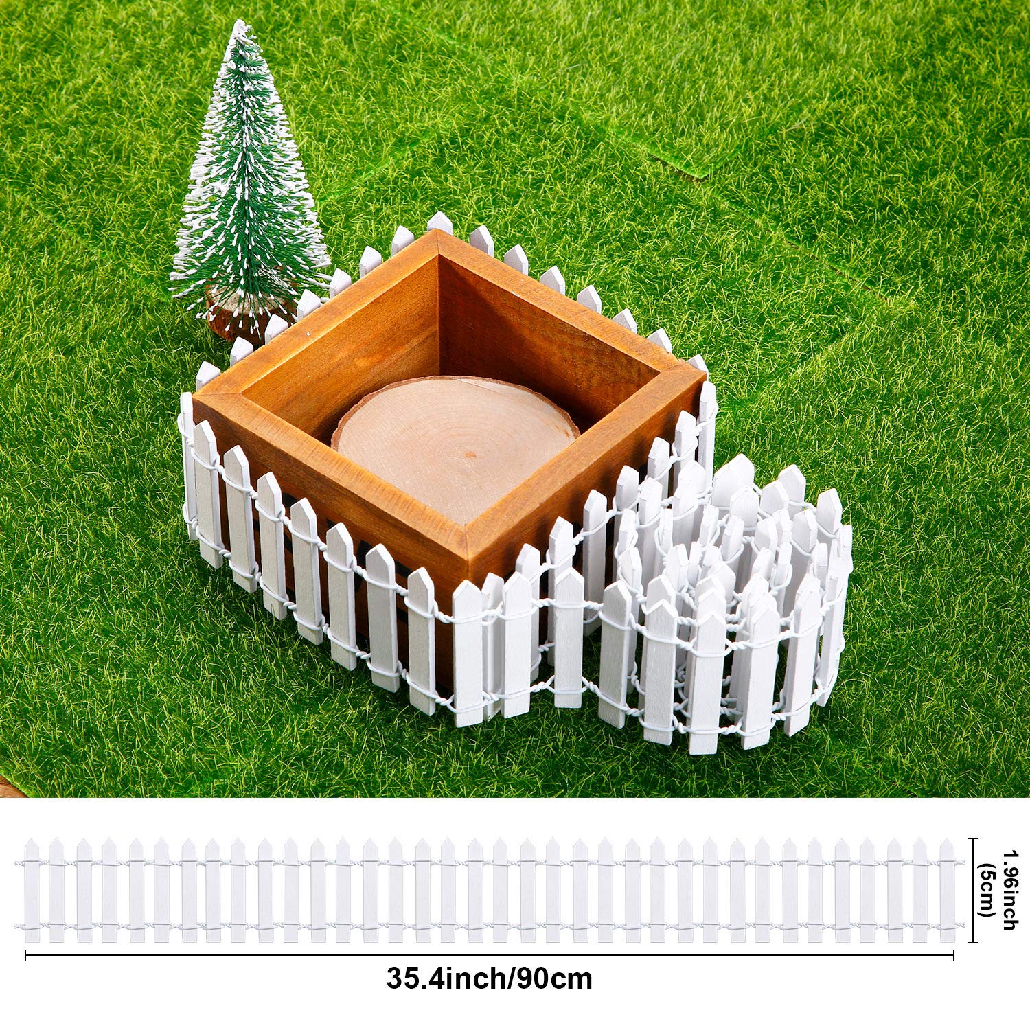 Chinco miniature garden fence wood white, perfect for pots and terrariums.