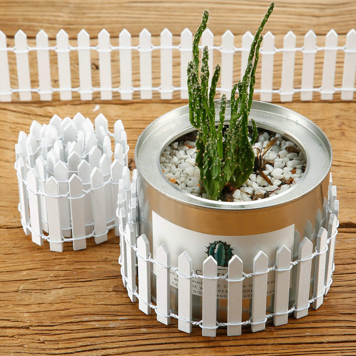 Chinco wooden mini fence for succulents, decorative and easy to trim.