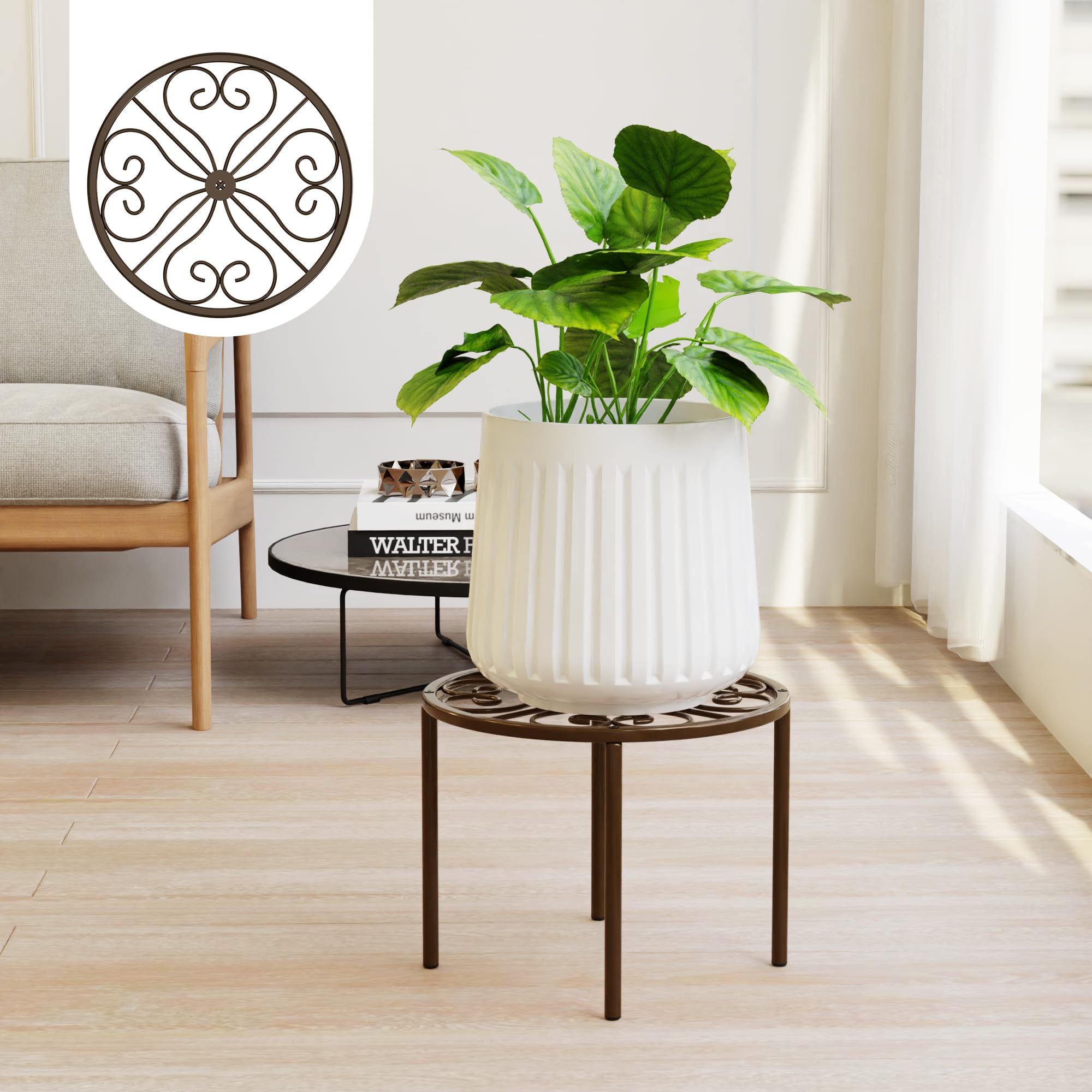 Chinpakden bronze plant stand pattern elevates greenery with stylish display for indoors or outdoors