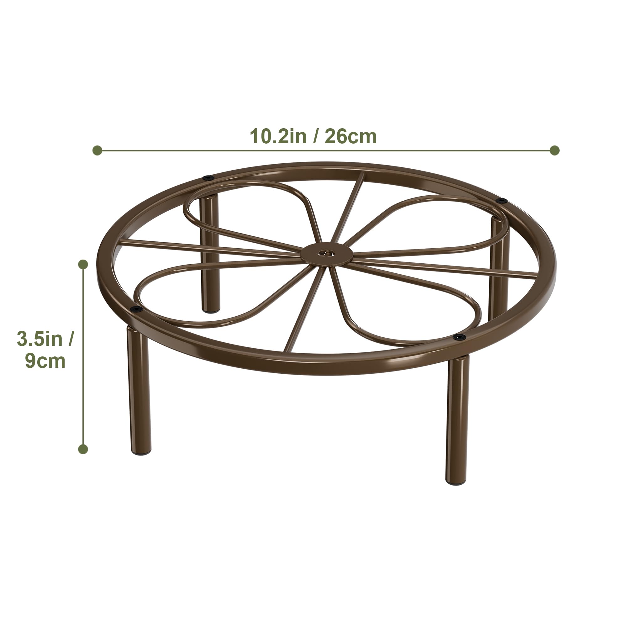 Chinpakden Brown Plant Stand garden-use image highlights outdoor-ready, rust-resistant finish.