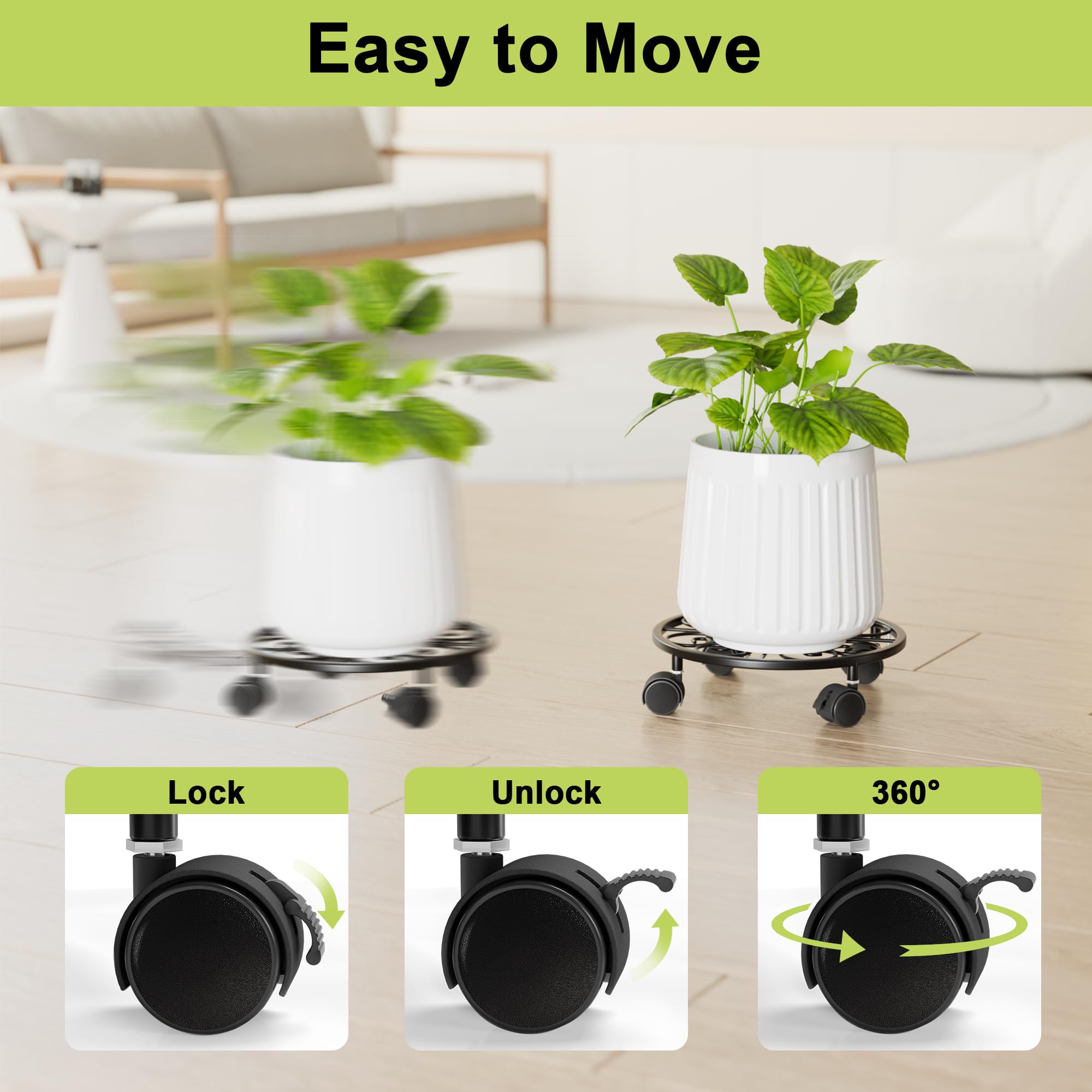 Chinpakden heavy-load capacity supports large pots with stable mobility.