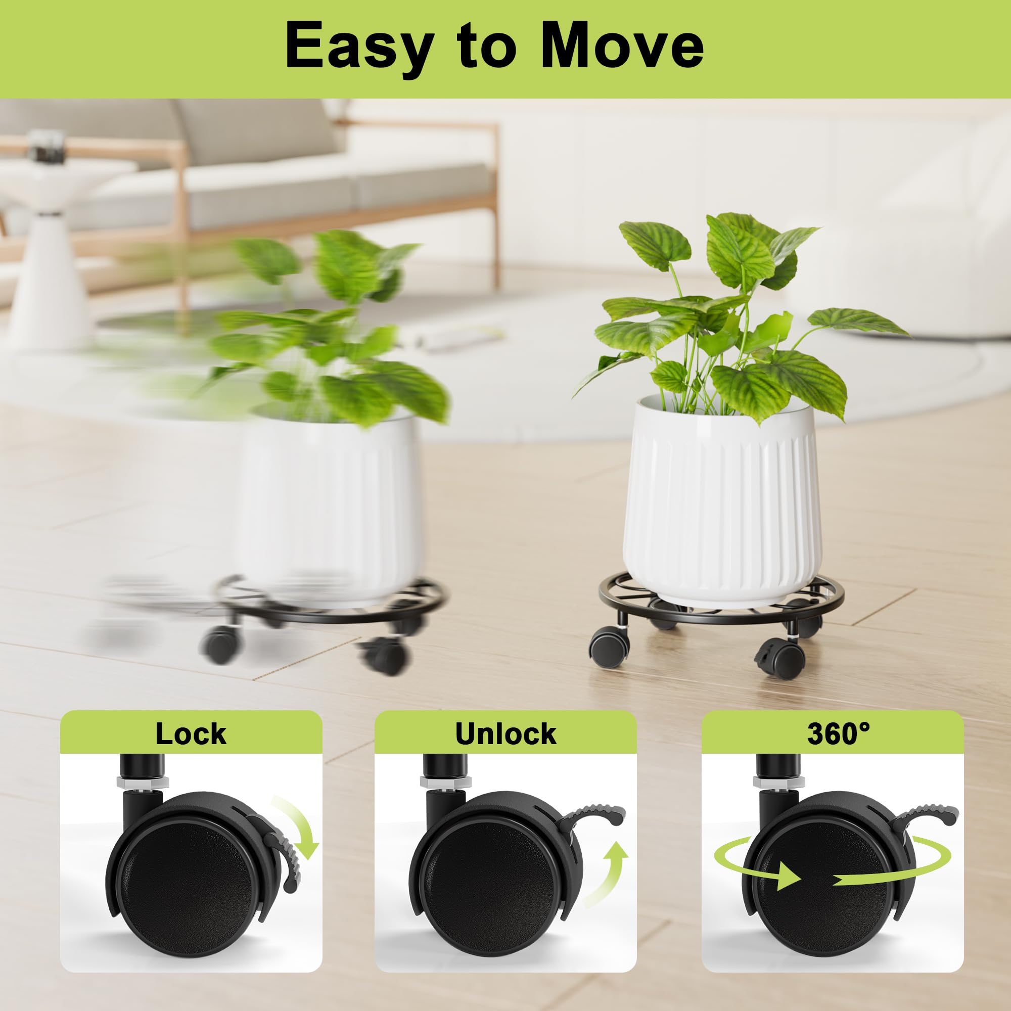 Chinpakden leaf-design rolling stand combines style with practical plant mobility.