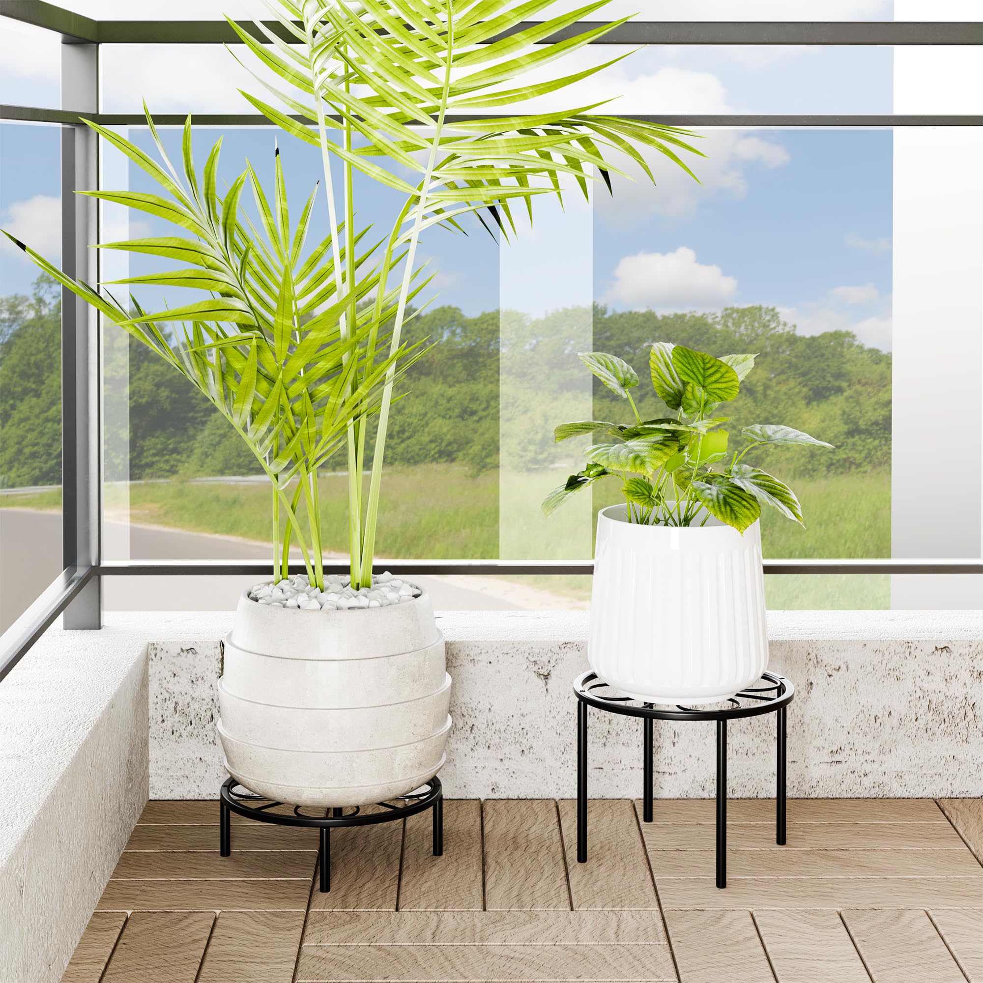 Chinpakden modern garden decor metal stand enhances balcony or living room.