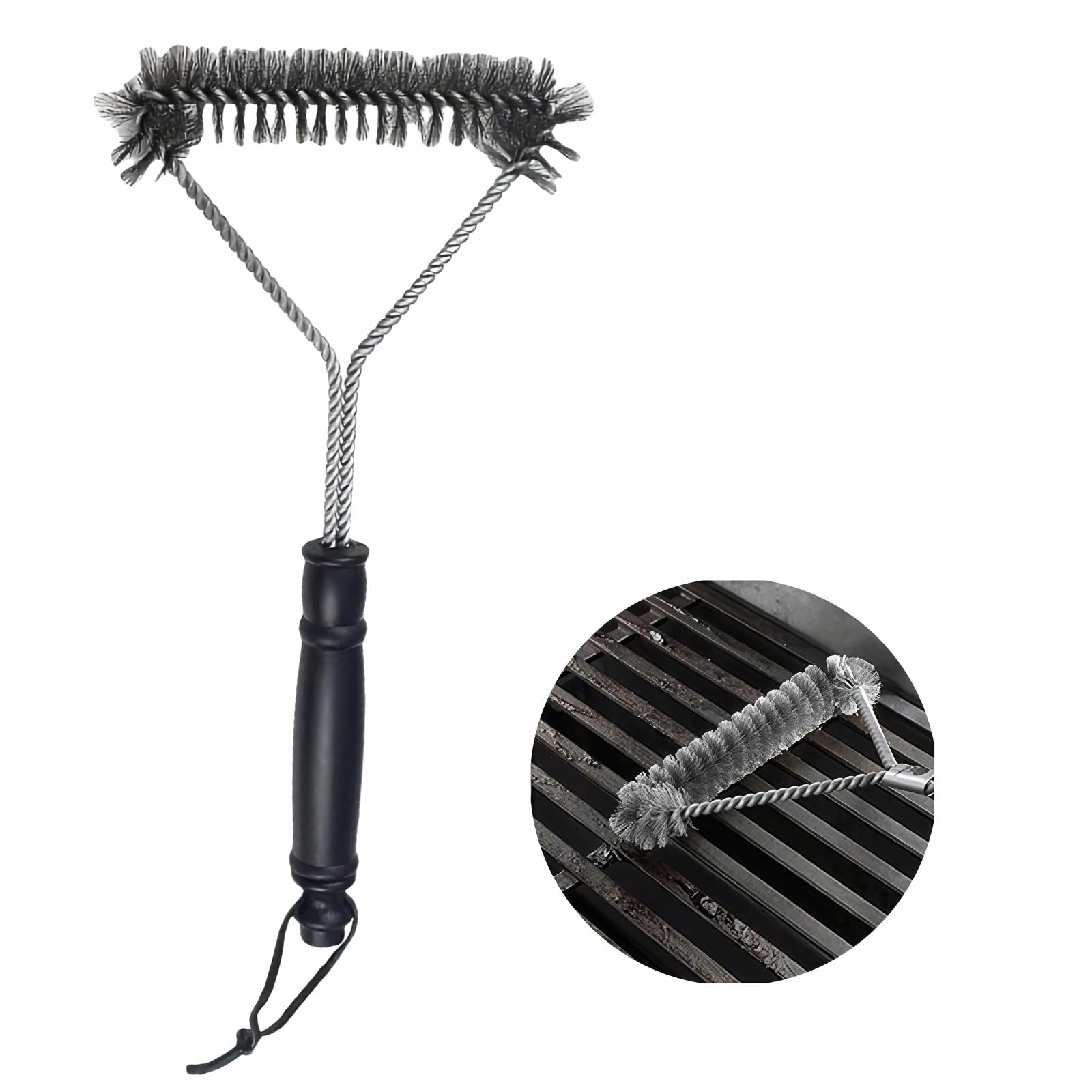 Chinshwehaw BBQ Bristles Grill Brush 12in with long handle for easy grates cleaning.