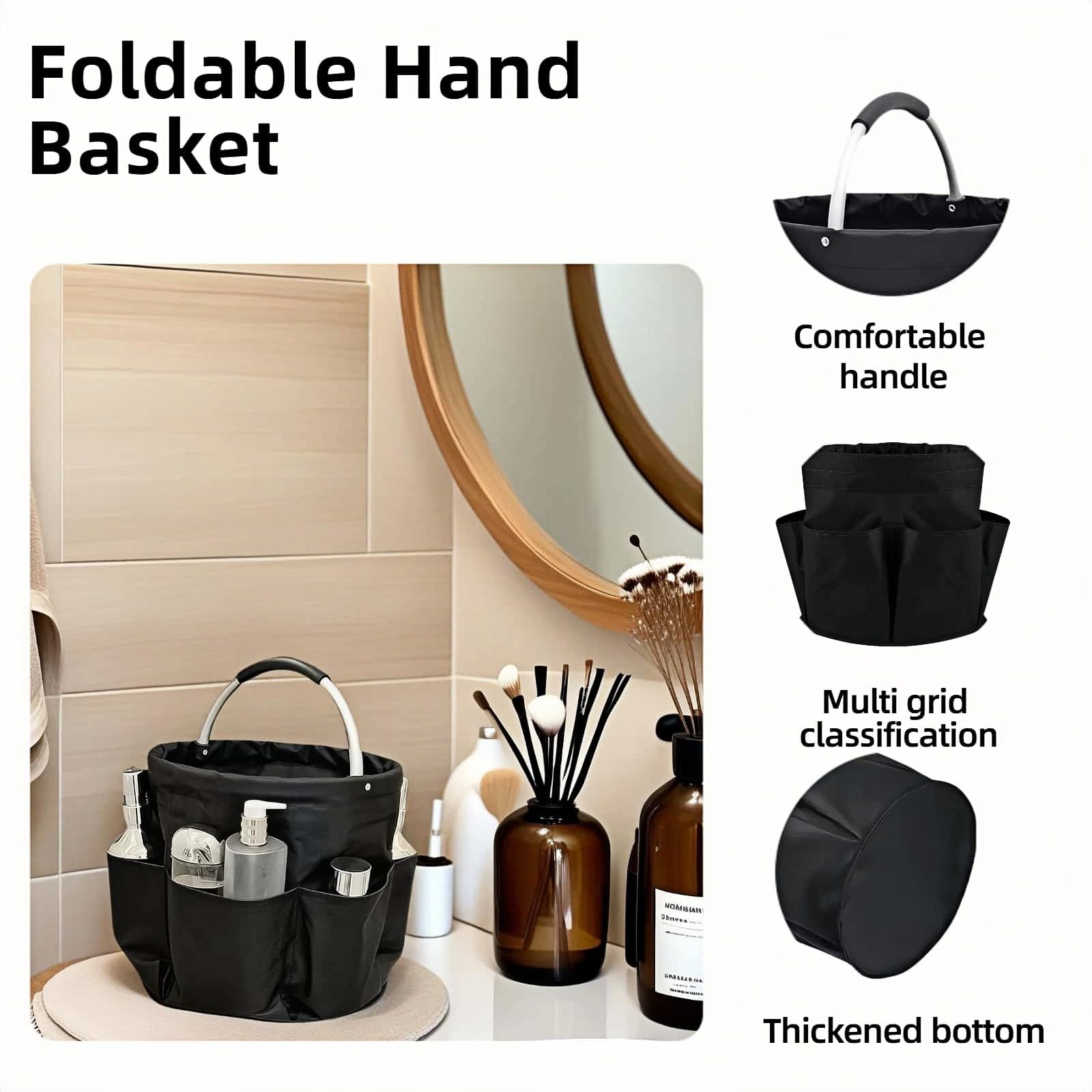 Chinshwehaw foldable storage basket collapsed for compact storage