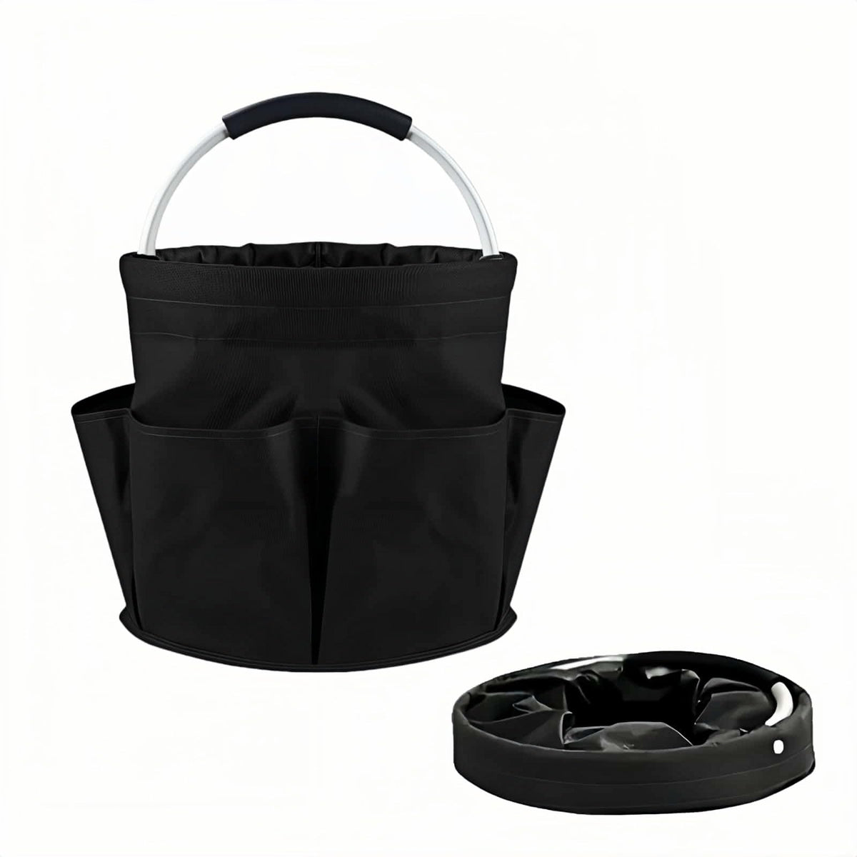 Chinshwehaw foldable storage basket overview in black Oxford fabric for versatile use