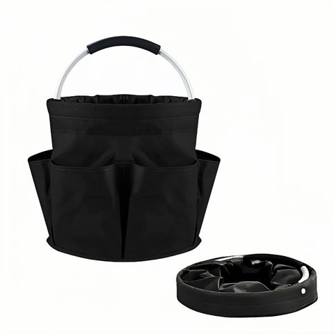 Chinshwehaw foldable storage basket overview in black Oxford fabric for versatile use