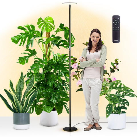Chiphy 85-inch grow light on stand for tall indoor plants with even canopy lighting.