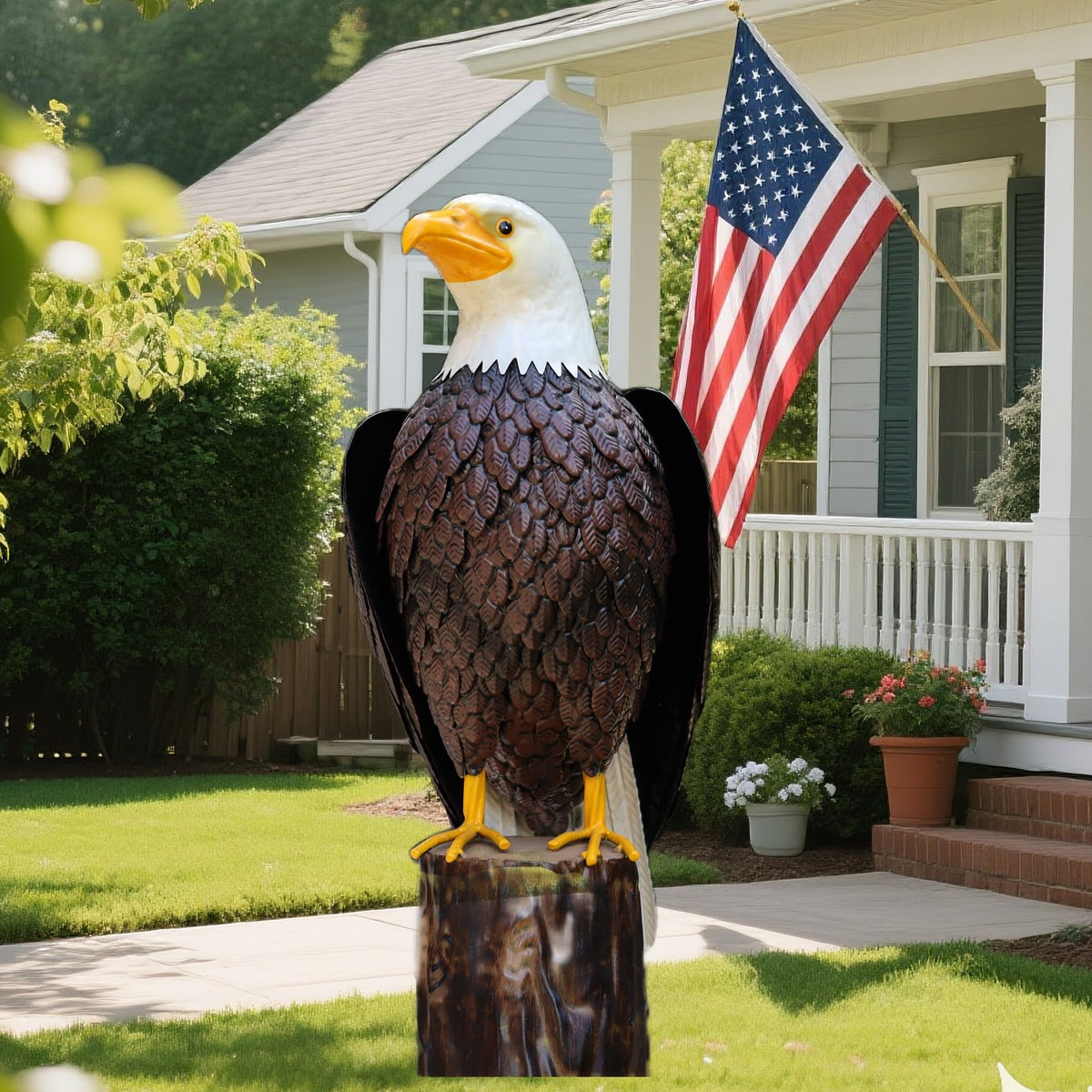 chisheen bald eagle outdoor metal statue for durable garden decor