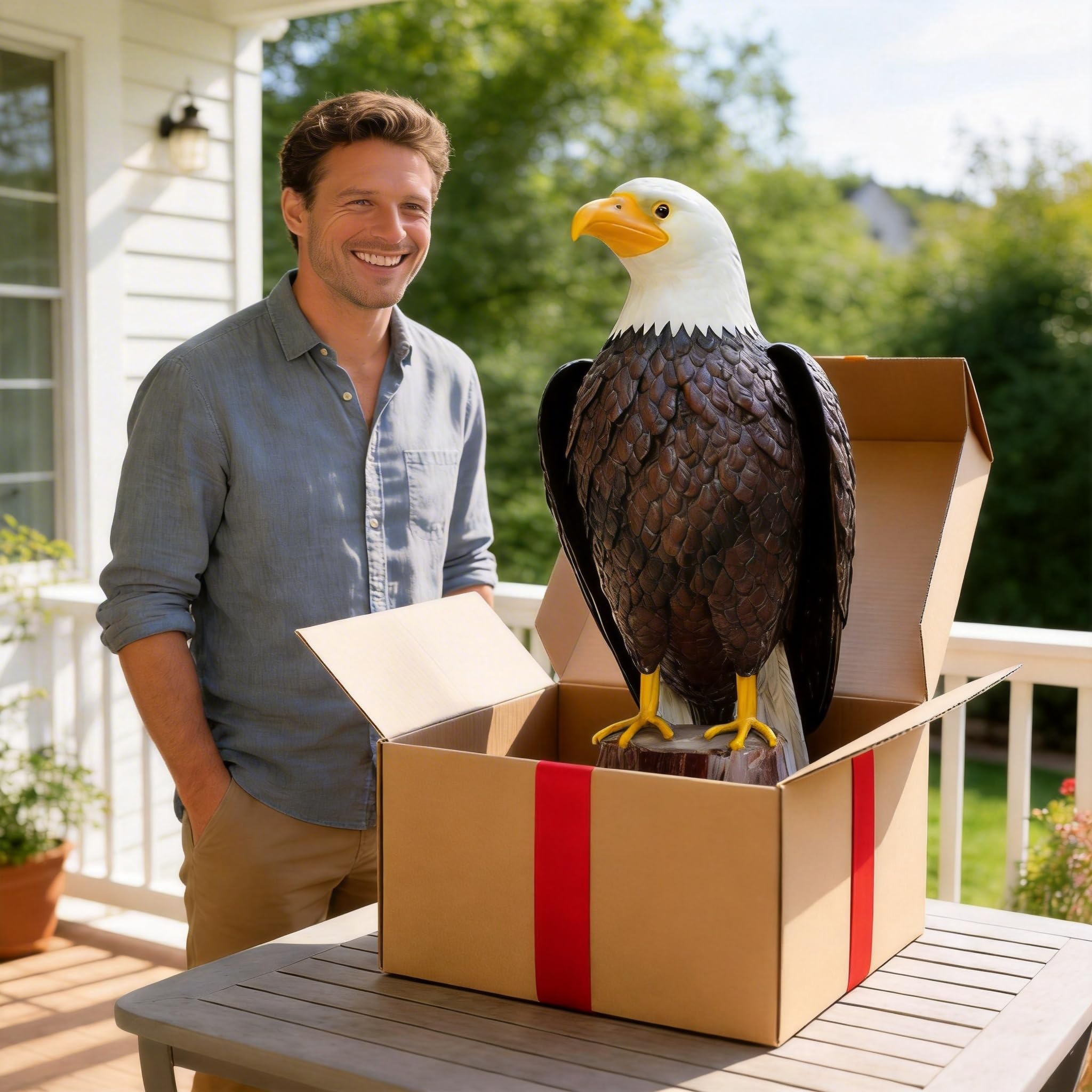 chisheen eagle statue size 8.66l x 7.87w x 20.86h for porch