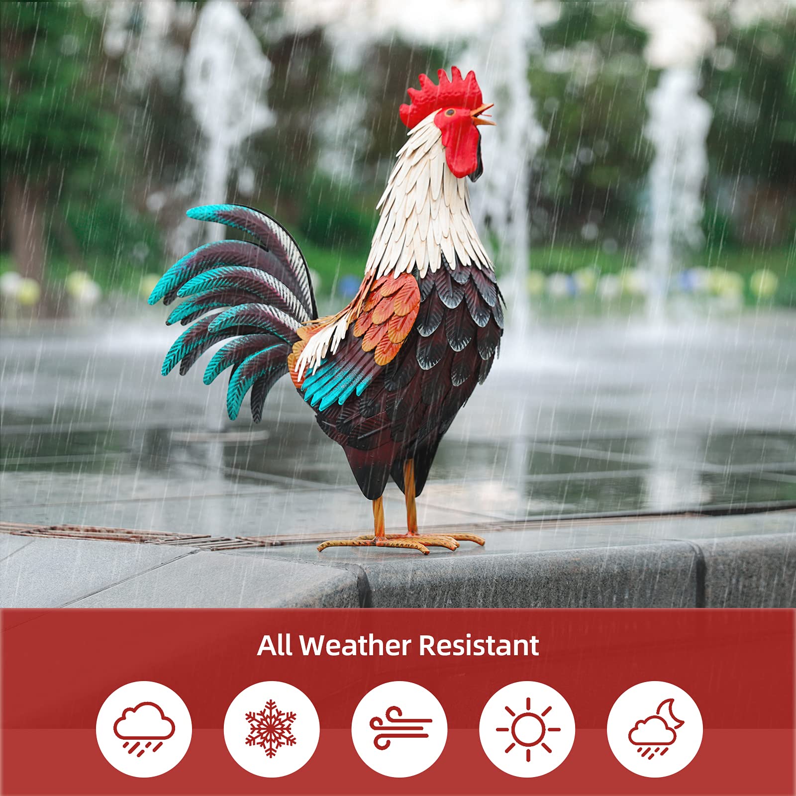 Chisheen backyard rooster ornament for garden lovers and gift-worthy display.