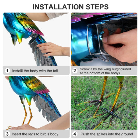 chisheen metal peacock statue weighted-base stability on grass