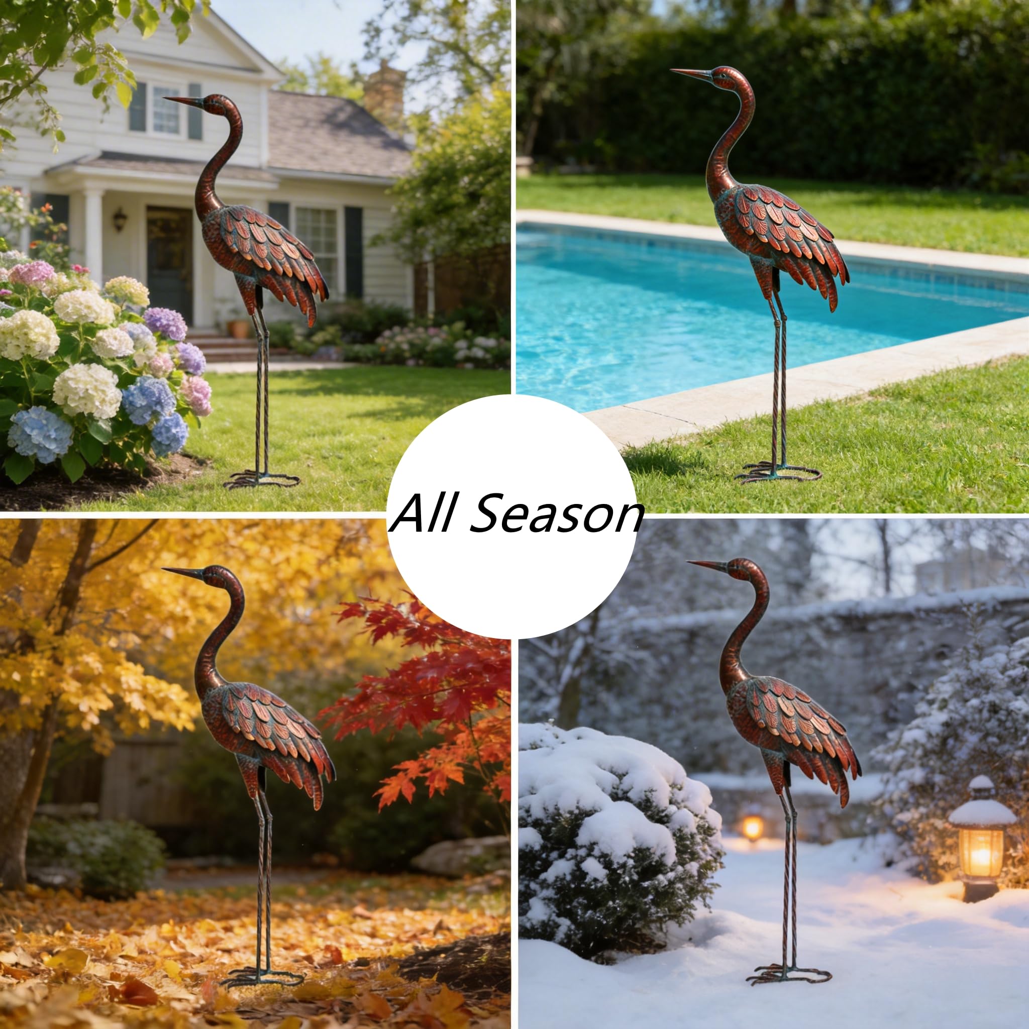 chisheen metal yard art crane statue weather-ready for outdoors