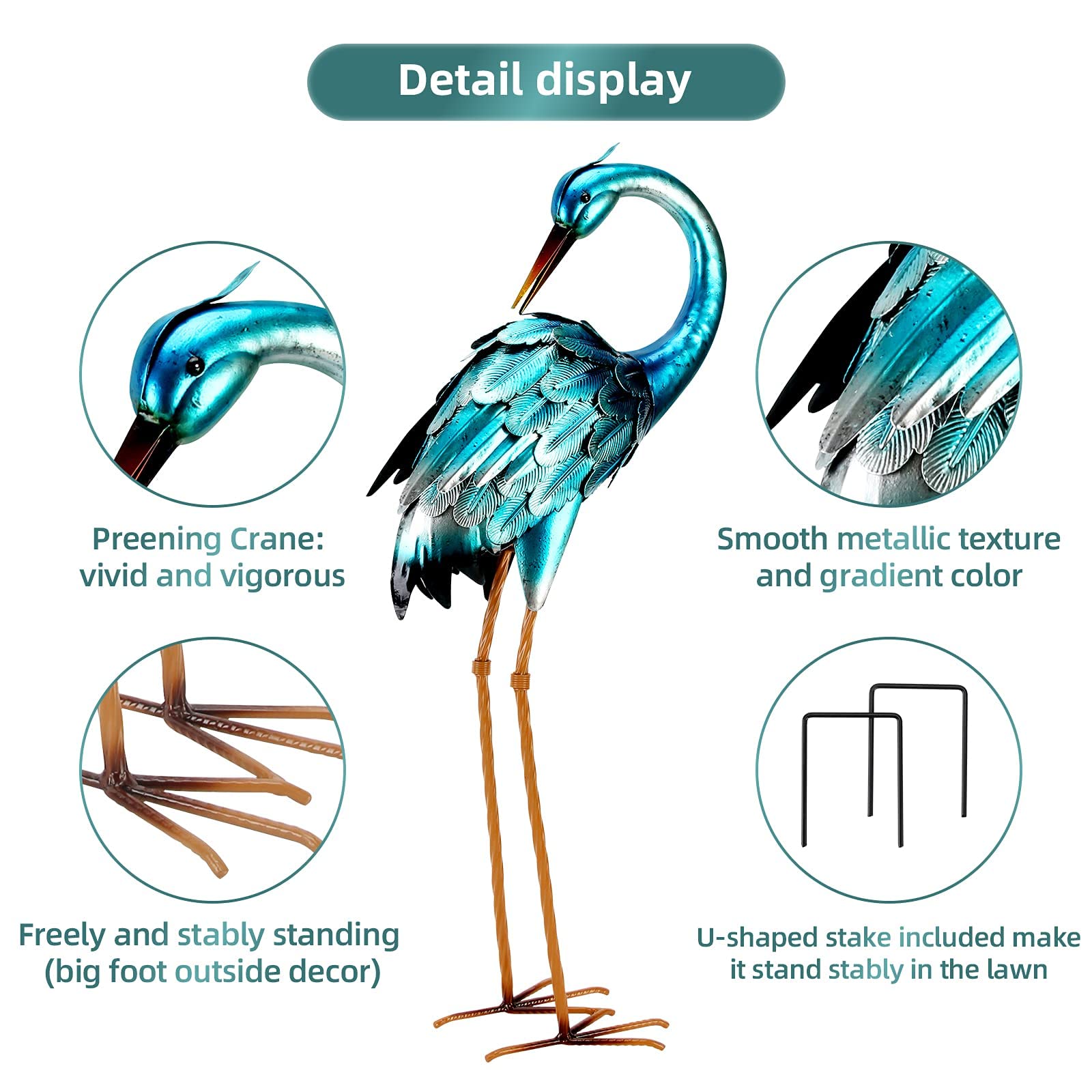 Chisheen ornamental bird statue creates charming yard decor for patios and porches.