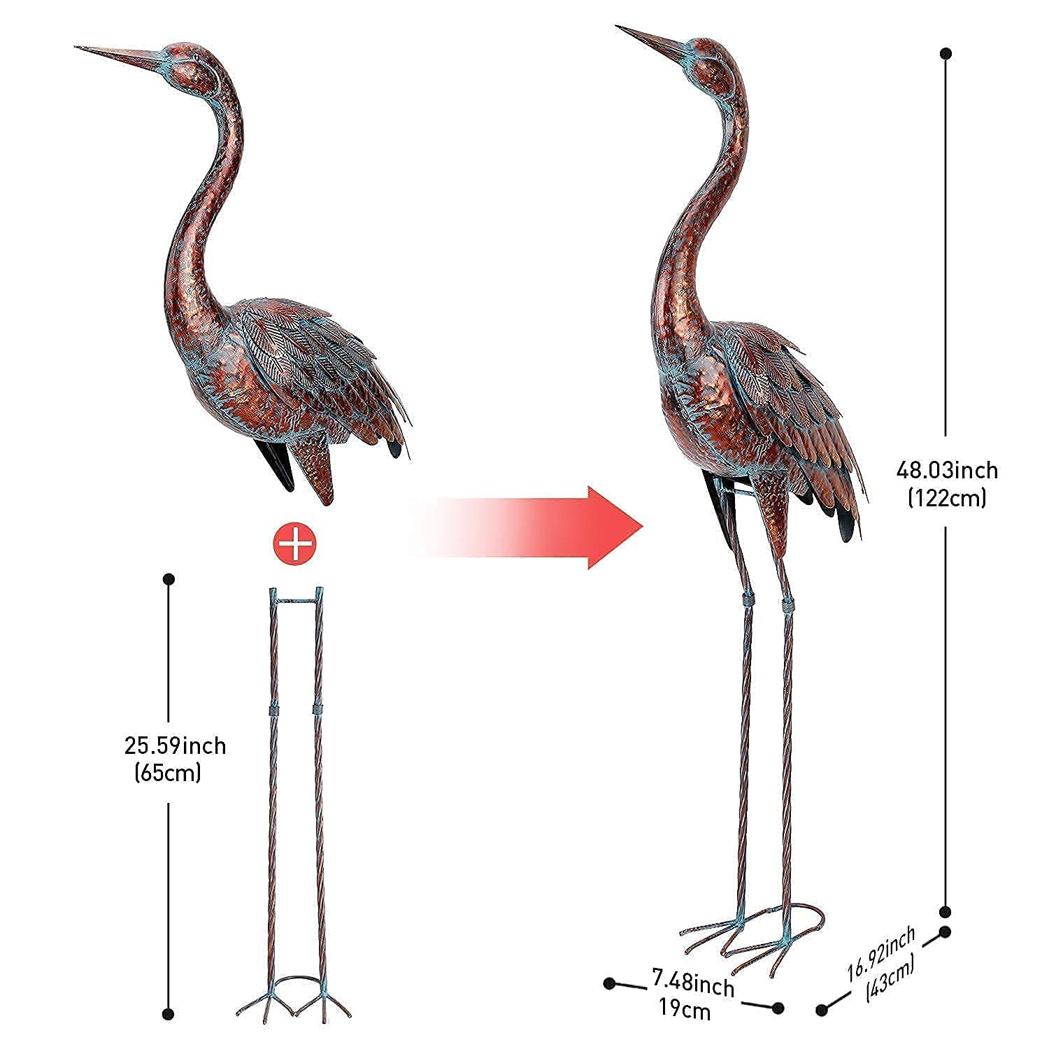 chisheen crane statue side view highlighting life-like proportions