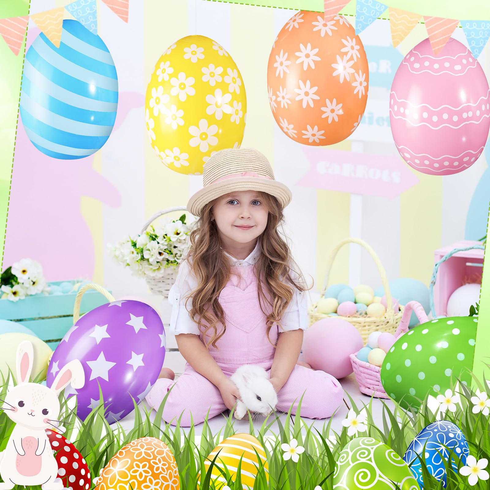 Chitidr Easter egg balloon in solid colors offers versatile decorating options.