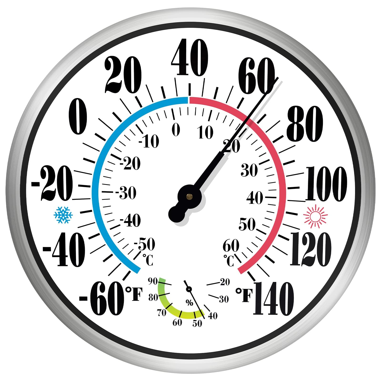 CHIVENIDO 12-inch outdoor thermometer dial for easy distant readings on patio