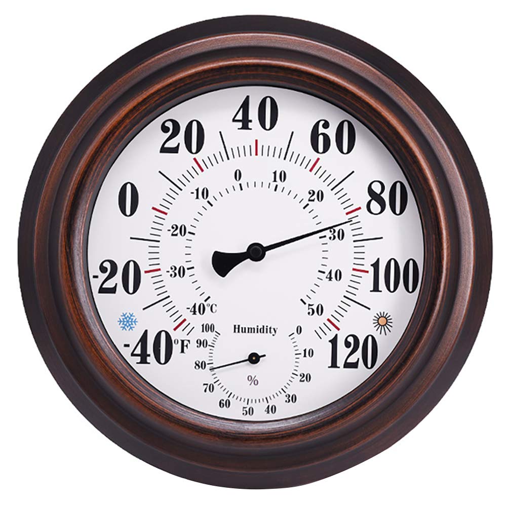 CHIVENIDO 8-inch bronze thermometer face for easy outdoor readings on the patio.