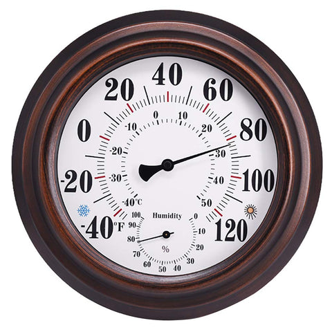 CHIVENIDO 8-inch bronze thermometer face for easy outdoor readings on the patio.
