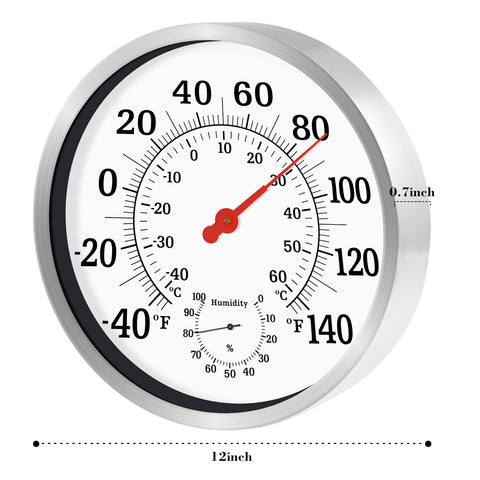 CHIVENIDO wall-mount thermometer in stainless steel enclosure for weather durability.