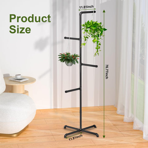 Chloraeon plant hanger saves floor space by using vertical room in apartments.
